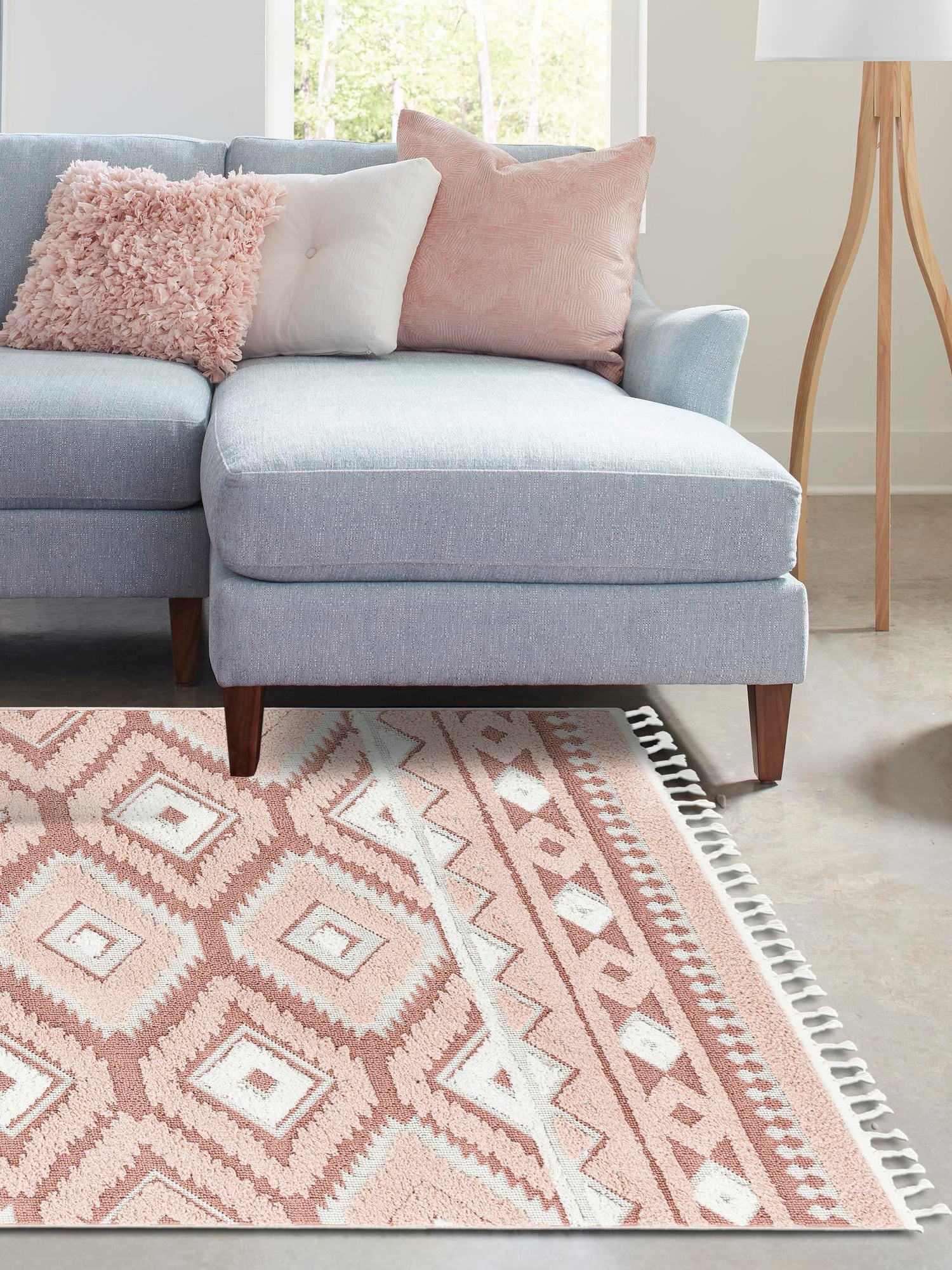 Pink 2' x 3' 1 Boho Rectangle Area Rug 100% Polyester With Cotton Backing Geometric Modern Boho Bohemian Decor Carpet for Living Rooms Office Dining Kitchen Unique Interior Design for Sale at Rug Engine