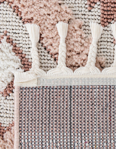 Pink 5' 3 x 8' Boho Rectangle Area Rug 100% Polyester With Cotton Backing Geometric Modern Boho Bohemian Decor Carpet for Living Rooms Office Dining Kitchen Unique Interior Design for Sale at Rug Engine
