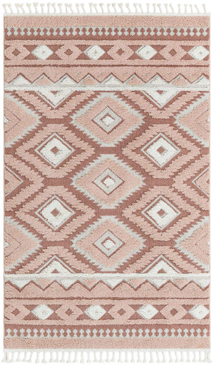 Pink 5' 3 x 8' Boho Rectangle Area Rug 100% Polyester With Cotton Backing Geometric Modern Boho Bohemian Decor Carpet for Living Rooms Office Dining Kitchen Unique Interior Design for Sale at Rug Engine