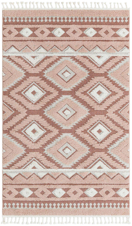 Pink 5' 3 x 8' Boho Rectangle Area Rug 100% Polyester With Cotton Backing Geometric Modern Boho Bohemian Decor Carpet for Living Rooms Office Dining Kitchen Unique Interior Design for Sale at Rug Engine