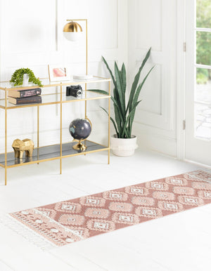 Pink 2' x 4' 1 Boho Runner Area Rug 100% Polyester With Cotton Backing Geometric Modern Boho Bohemian Decor Carpet for Living Rooms Office Dining Kitchen Unique Interior Design for Sale at Rug Engine