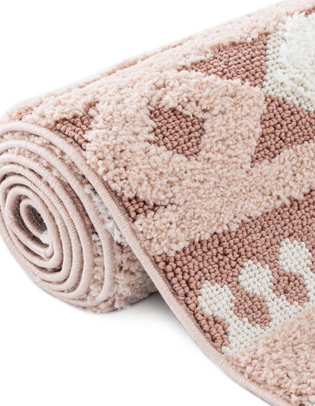 Pink 2' x 8' Boho Runner Area Rug 100% Polyester With Cotton Backing Geometric Modern Boho Bohemian Decor Carpet for Living Rooms Office Dining Kitchen Unique Interior Design for Sale at Rug Engine