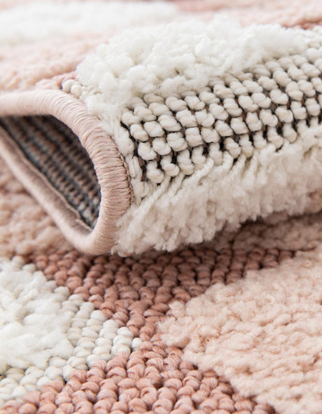 Pink 3' 3 x 3' 3 Boho Round Area Rug 100% Polyester With Cotton Backing Geometric Modern Boho Bohemian Decor Carpet for Living Rooms Office Dining Kitchen Unique Interior Design for Sale at Rug Engine