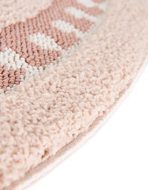 Pink 7' 10 x 7' 10 Boho Round Area Rug 100% Polyester With Cotton Backing Geometric Modern Boho Bohemian Decor Carpet for Living Rooms Office Dining Kitchen Unique Interior Design for Sale at Rug Engine
