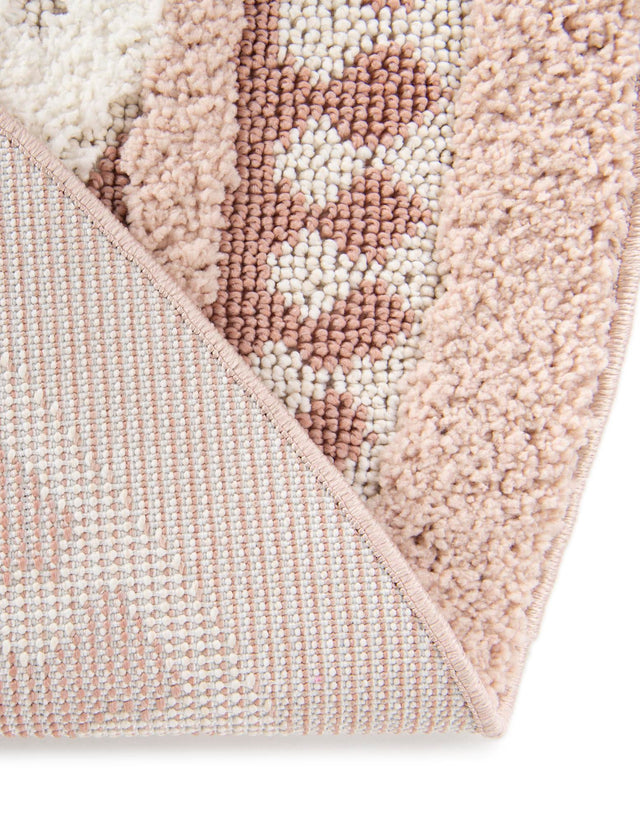 Pink 5' 3 x 5' 3 Boho Round Area Rug 100% Polyester With Cotton Backing Geometric Modern Boho Bohemian Decor Carpet for Living Rooms Office Dining Kitchen Unique Interior Design for Sale at Rug Engine