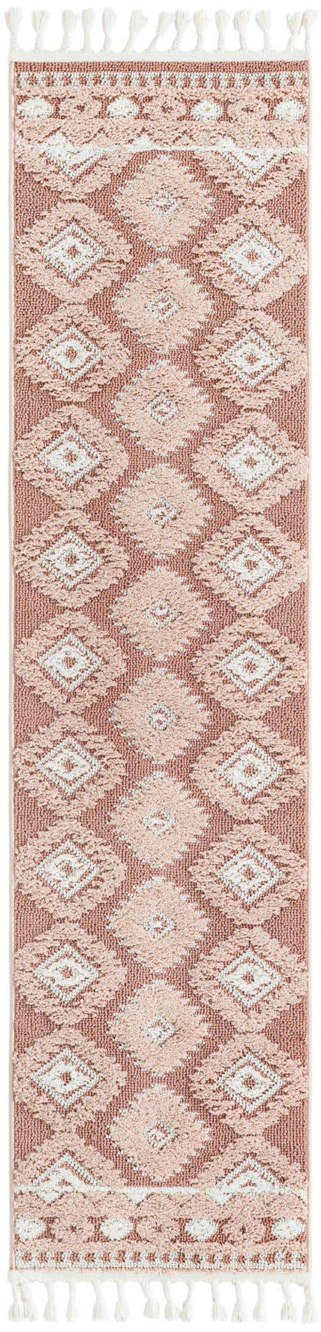 Pink 2' x 8' Boho Runner Area Rug 100% Polyester With Cotton Backing Geometric Modern Boho Bohemian Decor Carpet for Living Rooms Office Dining Kitchen Unique Interior Design for Sale at Rug Engine