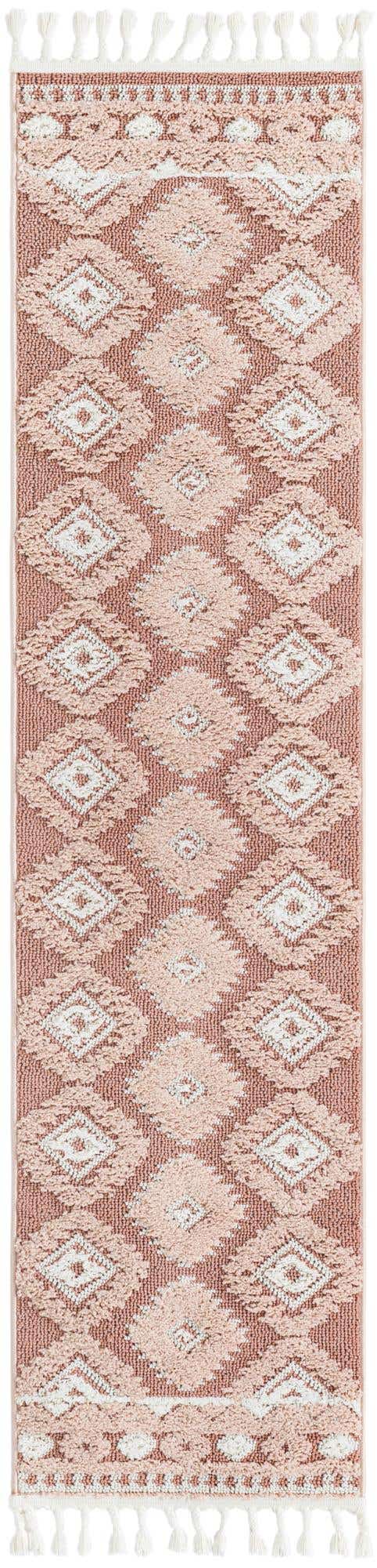 Pink 2' x 8' Boho Runner Area Rug 100% Polyester With Cotton Backing Geometric Modern Boho Bohemian Decor Carpet for Living Rooms Office Dining Kitchen Unique Interior Design for Sale at Rug Engine