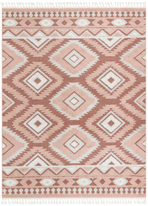 Pink 7' 10 x 10' Boho Rectangle Area Rug 100% Polyester With Cotton Backing Geometric Modern Boho Bohemian Decor Carpet for Living Rooms Office Dining Kitchen Unique Interior Design for Sale at Rug Engine