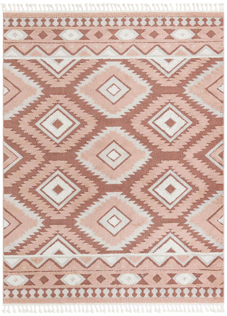 Pink 7' 10 x 10' Boho Rectangle Area Rug 100% Polyester With Cotton Backing Geometric Modern Boho Bohemian Decor Carpet for Living Rooms Office Dining Kitchen Unique Interior Design for Sale at Rug Engine
