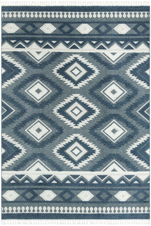 Blue 9' 6 x 14' 3 Boho Rectangle Area Rug 100% Polyester With Cotton Backing Geometric Modern Boho Bohemian Decor Carpet for Living Rooms Office Dining Kitchen Unique Interior Design for Sale at Rug Engine