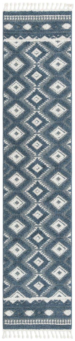 Blue 2' 7 x 12' Boho Runner Area Rug 100% Polyester With Cotton Backing Geometric Modern Boho Bohemian Decor Carpet for Living Rooms Office Dining Kitchen Unique Interior Design for Sale at Rug Engine