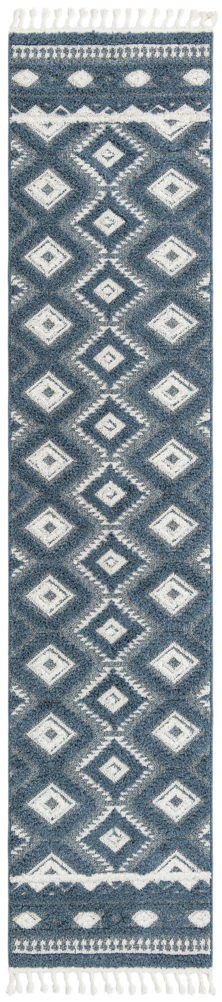 Blue 2' 7 x 12' Boho Runner Area Rug 100% Polyester With Cotton Backing Geometric Modern Boho Bohemian Decor Carpet for Living Rooms Office Dining Kitchen Unique Interior Design for Sale at Rug Engine