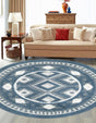 Blue 5' 3 x 5' 3 Boho Round Area Rug 100% Polyester With Cotton Backing Geometric Modern Boho Bohemian Decor Carpet for Living Rooms Office Dining Kitchen Unique Interior Design for Sale at Rug Engine
