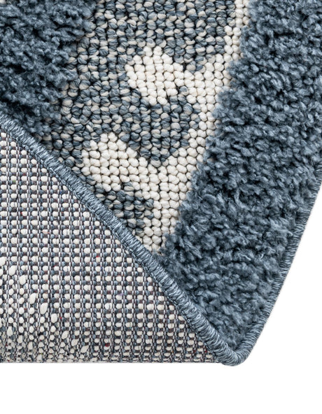 Blue 7' 10 x 7' 10 Boho Round Area Rug 100% Polyester With Cotton Backing Geometric Modern Boho Bohemian Decor Carpet for Living Rooms Office Dining Kitchen Unique Interior Design for Sale at Rug Engine