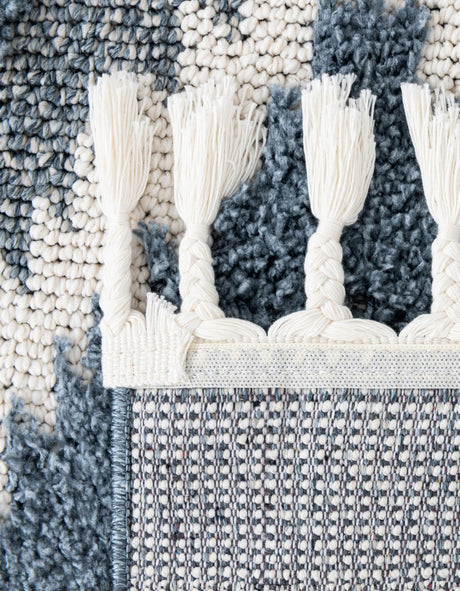 Blue 2' x 3' 1 Boho Rectangle Area Rug 100% Polyester With Cotton Backing Geometric Modern Boho Bohemian Decor Carpet for Living Rooms Office Dining Kitchen Unique Interior Design for Sale at Rug Engine