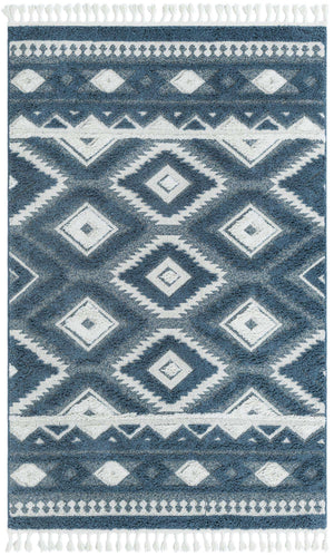 Blue 5' 3 x 8' Boho Rectangle Area Rug 100% Polyester With Cotton Backing Geometric Modern Boho Bohemian Decor Carpet for Living Rooms Office Dining Kitchen Unique Interior Design for Sale at Rug Engine