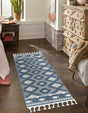 Blue 2' x 4' 1 Boho Runner Area Rug 100% Polyester With Cotton Backing Geometric Modern Boho Bohemian Decor Carpet for Living Rooms Office Dining Kitchen Unique Interior Design for Sale at Rug Engine