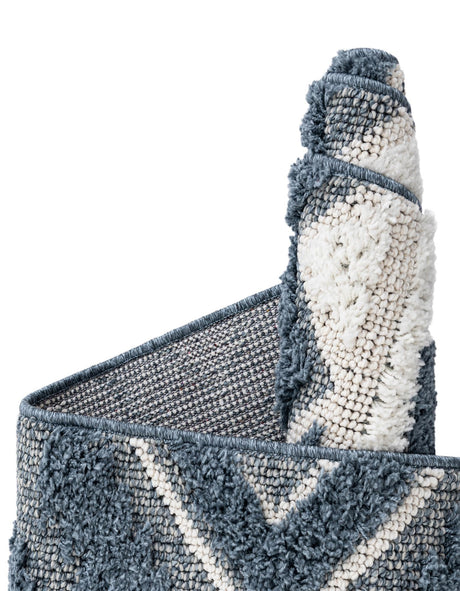 Blue 2' 7 x 12' Boho Runner Area Rug 100% Polyester With Cotton Backing Geometric Modern Boho Bohemian Decor Carpet for Living Rooms Office Dining Kitchen Unique Interior Design for Sale at Rug Engine