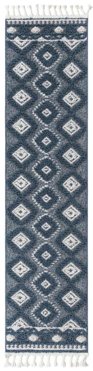 Blue 2' x 8' Boho Runner Area Rug 100% Polyester With Cotton Backing Geometric Modern Boho Bohemian Decor Carpet for Living Rooms Office Dining Kitchen Unique Interior Design for Sale at Rug Engine