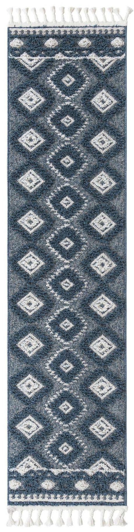 Blue 2' x 8' Boho Runner Area Rug 100% Polyester With Cotton Backing Geometric Modern Boho Bohemian Decor Carpet for Living Rooms Office Dining Kitchen Unique Interior Design for Sale at Rug Engine