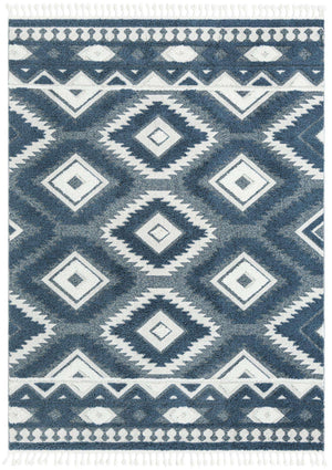 Blue 7' 10 x 10' Boho Rectangle Area Rug 100% Polyester With Cotton Backing Geometric Modern Boho Bohemian Decor Carpet for Living Rooms Office Dining Kitchen Unique Interior Design for Sale at Rug Engine
