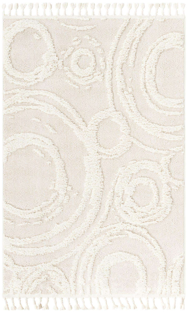 Ivory 2' x 3' 1 Boho Rectangle Area Rug 100% Polyester With Cotton Backing Geometric Modern Boho Bohemian Decor Carpet for Living Rooms Office Dining Kitchen Unique Interior Design for Sale at Rug Engine