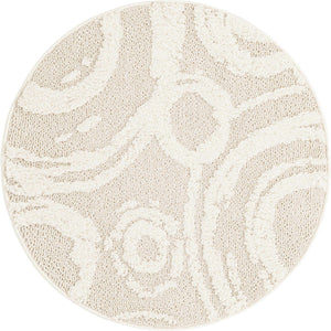 Ivory 3' 3 x 3' 3 Boho Round Area Rug 100% Polyester With Cotton Backing Geometric Modern Boho Bohemian Decor Carpet for Living Rooms Office Dining Kitchen Unique Interior Design for Sale at Rug Engine