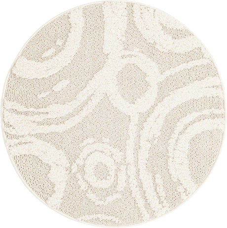 Ivory 3' 3 x 3' 3 Boho Round Area Rug 100% Polyester With Cotton Backing Geometric Modern Boho Bohemian Decor Carpet for Living Rooms Office Dining Kitchen Unique Interior Design for Sale at Rug Engine
