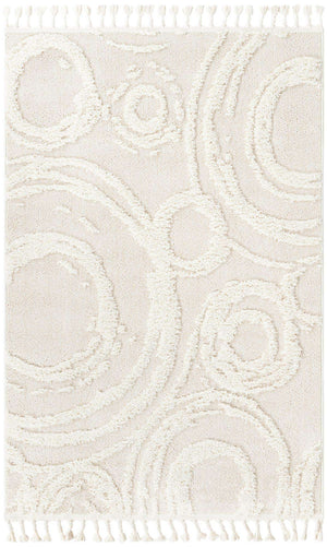 Ivory 4' 1 x 6' 1 Boho Rectangle Area Rug 100% Polyester With Cotton Backing Geometric Modern Boho Bohemian Decor Carpet for Living Rooms Office Dining Kitchen Unique Interior Design for Sale at Rug Engine