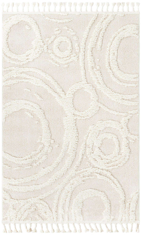 Ivory 4' 1 x 6' 1 Boho Rectangle Area Rug 100% Polyester With Cotton Backing Geometric Modern Boho Bohemian Decor Carpet for Living Rooms Office Dining Kitchen Unique Interior Design for Sale at Rug Engine