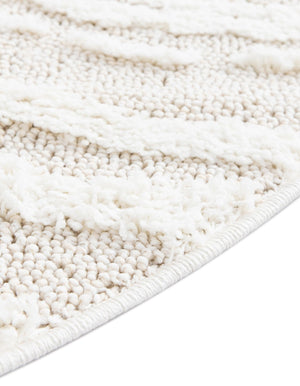 Ivory 3' 3 x 3' 3 Boho Round Area Rug 100% Polyester With Cotton Backing Geometric Modern Boho Bohemian Decor Carpet for Living Rooms Office Dining Kitchen Unique Interior Design for Sale at Rug Engine