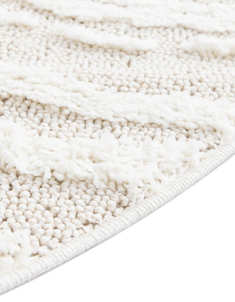Ivory 7' 10 x 7' 10 Boho Round Area Rug 100% Polyester With Cotton Backing Geometric Modern Boho Bohemian Decor Carpet for Living Rooms Office Dining Kitchen Unique Interior Design for Sale at Rug Engine