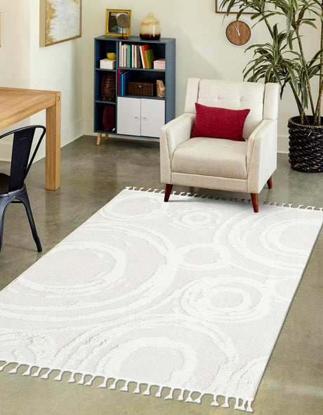 Ivory 9' 6 x 14' 3 Boho Rectangle Area Rug 100% Polyester With Cotton Backing Geometric Modern Boho Bohemian Decor Carpet for Living Rooms Office Dining Kitchen Unique Interior Design for Sale at Rug Engine