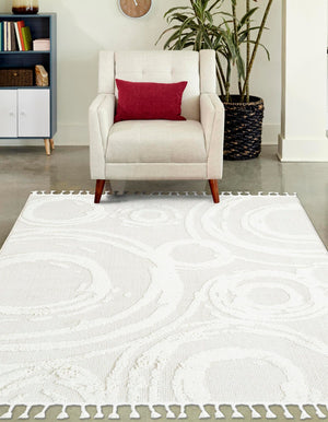 Ivory 9' 6 x 14' 3 Boho Rectangle Area Rug 100% Polyester With Cotton Backing Geometric Modern Boho Bohemian Decor Carpet for Living Rooms Office Dining Kitchen Unique Interior Design for Sale at Rug Engine