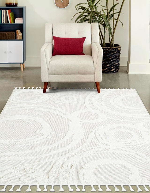 Ivory 2' x 3' 1 Boho Rectangle Area Rug 100% Polyester With Cotton Backing Geometric Modern Boho Bohemian Decor Carpet for Living Rooms Office Dining Kitchen Unique Interior Design for Sale at Rug Engine