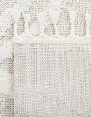 Ivory 9' x 12' Boho Rectangle Area Rug 100% Polyester With Cotton Backing Geometric Modern Boho Bohemian Decor Carpet for Living Rooms Office Dining Kitchen Unique Interior Design for Sale at Rug Engine