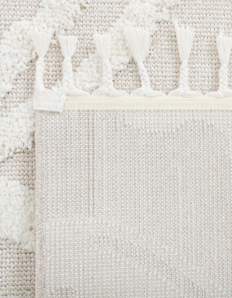 Ivory 5' 3 x 8' Boho Rectangle Area Rug 100% Polyester With Cotton Backing Geometric Modern Boho Bohemian Decor Carpet for Living Rooms Office Dining Kitchen Unique Interior Design for Sale at Rug Engine