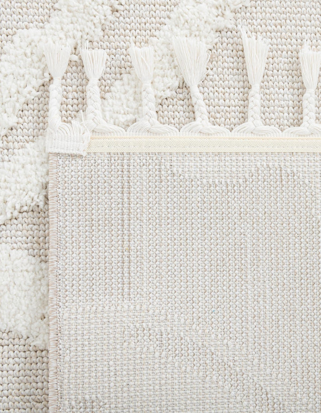 Ivory 2' x 6' 1 Boho Runner Area Rug 100% Polyester With Cotton Backing Geometric Modern Boho Bohemian Decor Carpet for Living Rooms Office Dining Kitchen Unique Interior Design for Sale at Rug Engine