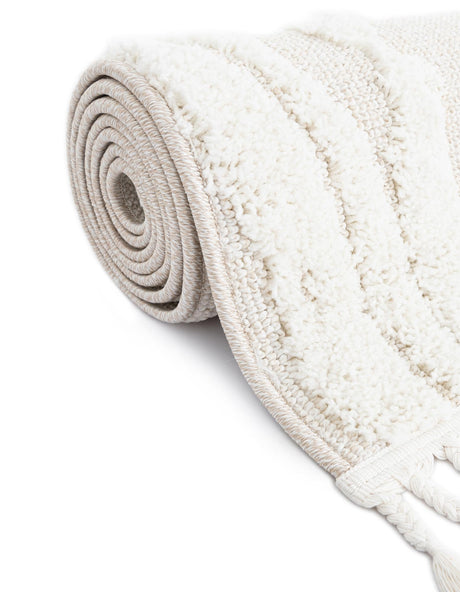 Ivory 2' x 4' 1 Boho Runner Area Rug 100% Polyester With Cotton Backing Geometric Modern Boho Bohemian Decor Carpet for Living Rooms Office Dining Kitchen Unique Interior Design for Sale at Rug Engine