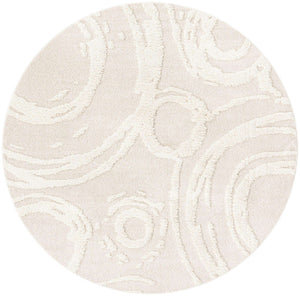 Ivory 7' 10 x 7' 10 Boho Round Area Rug 100% Polyester With Cotton Backing Geometric Modern Boho Bohemian Decor Carpet for Living Rooms Office Dining Kitchen Unique Interior Design for Sale at Rug Engine
