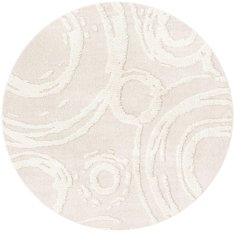 Ivory 7' 10 x 7' 10 Boho Round Area Rug 100% Polyester With Cotton Backing Geometric Modern Boho Bohemian Decor Carpet for Living Rooms Office Dining Kitchen Unique Interior Design for Sale at Rug Engine