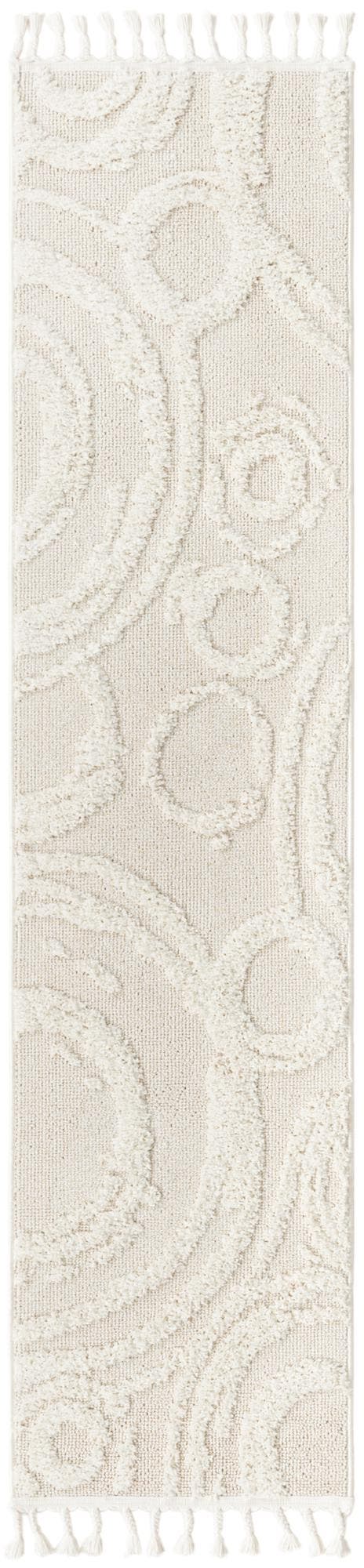 Ivory 2' x 8' Boho Runner Area Rug 100% Polyester With Cotton Backing Geometric Modern Boho Bohemian Decor Carpet for Living Rooms Office Dining Kitchen Unique Interior Design for Sale at Rug Engine