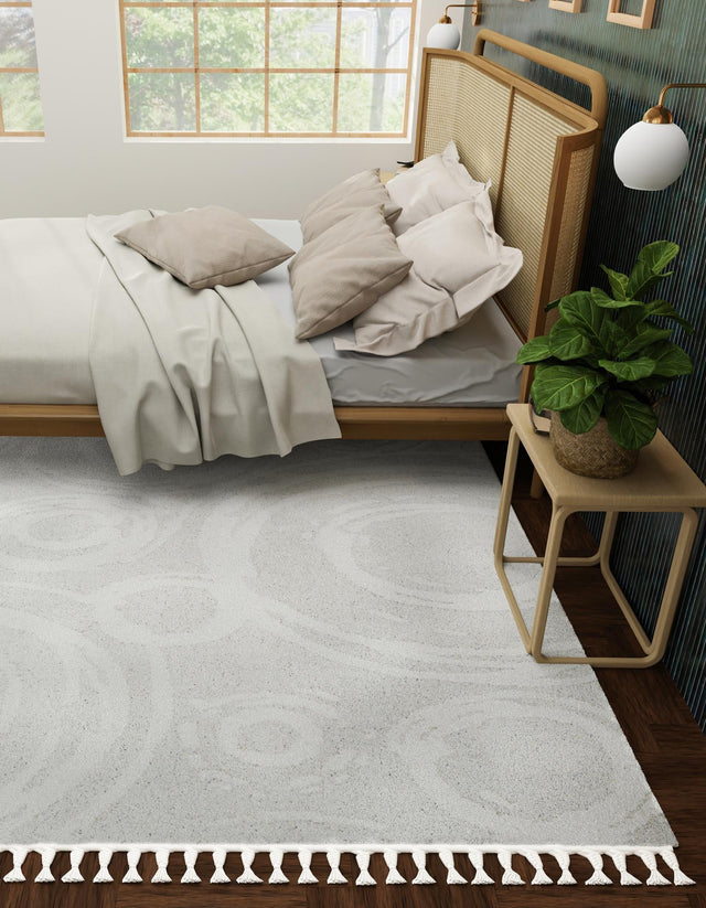 Ivory 7' 10 x 7' 10 Boho Square Area Rug 100% Polyester With Cotton Backing Geometric Modern Boho Bohemian Decor Carpet for Living Rooms Office Dining Kitchen Unique Interior Design for Sale at Rug Engine