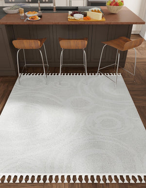 Ivory 7' 10 x 7' 10 Boho Square Area Rug 100% Polyester With Cotton Backing Geometric Modern Boho Bohemian Decor Carpet for Living Rooms Office Dining Kitchen Unique Interior Design for Sale at Rug Engine