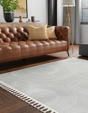 Ivory 7' 10 x 7' 10 Boho Square Area Rug 100% Polyester With Cotton Backing Geometric Modern Boho Bohemian Decor Carpet for Living Rooms Office Dining Kitchen Unique Interior Design for Sale at Rug Engine
