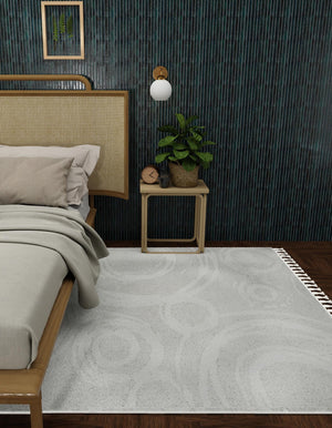 Ivory 7' 10 x 7' 10 Boho Square Area Rug 100% Polyester With Cotton Backing Geometric Modern Boho Bohemian Decor Carpet for Living Rooms Office Dining Kitchen Unique Interior Design for Sale at Rug Engine