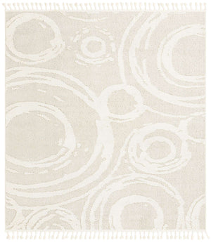 Ivory 7' 10 x 7' 10 Boho Square Area Rug 100% Polyester With Cotton Backing Geometric Modern Boho Bohemian Decor Carpet for Living Rooms Office Dining Kitchen Unique Interior Design for Sale at Rug Engine