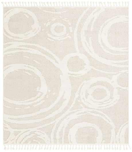 Ivory 7' 10 x 7' 10 Boho Square Area Rug 100% Polyester With Cotton Backing Geometric Modern Boho Bohemian Decor Carpet for Living Rooms Office Dining Kitchen Unique Interior Design for Sale at Rug Engine