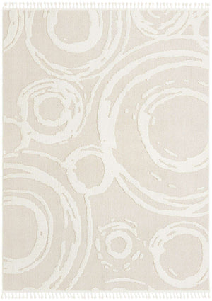 Ivory 9' x 12' Boho Rectangle Area Rug 100% Polyester With Cotton Backing Geometric Modern Boho Bohemian Decor Carpet for Living Rooms Office Dining Kitchen Unique Interior Design for Sale at Rug Engine