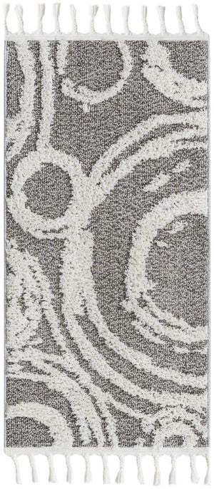 Gray 2' x 4' 1 Boho Runner Area Rug 100% Polyester With Cotton Backing Geometric Modern Boho Bohemian Decor Carpet for Living Rooms Office Dining Kitchen Unique Interior Design for Sale at Rug Engine